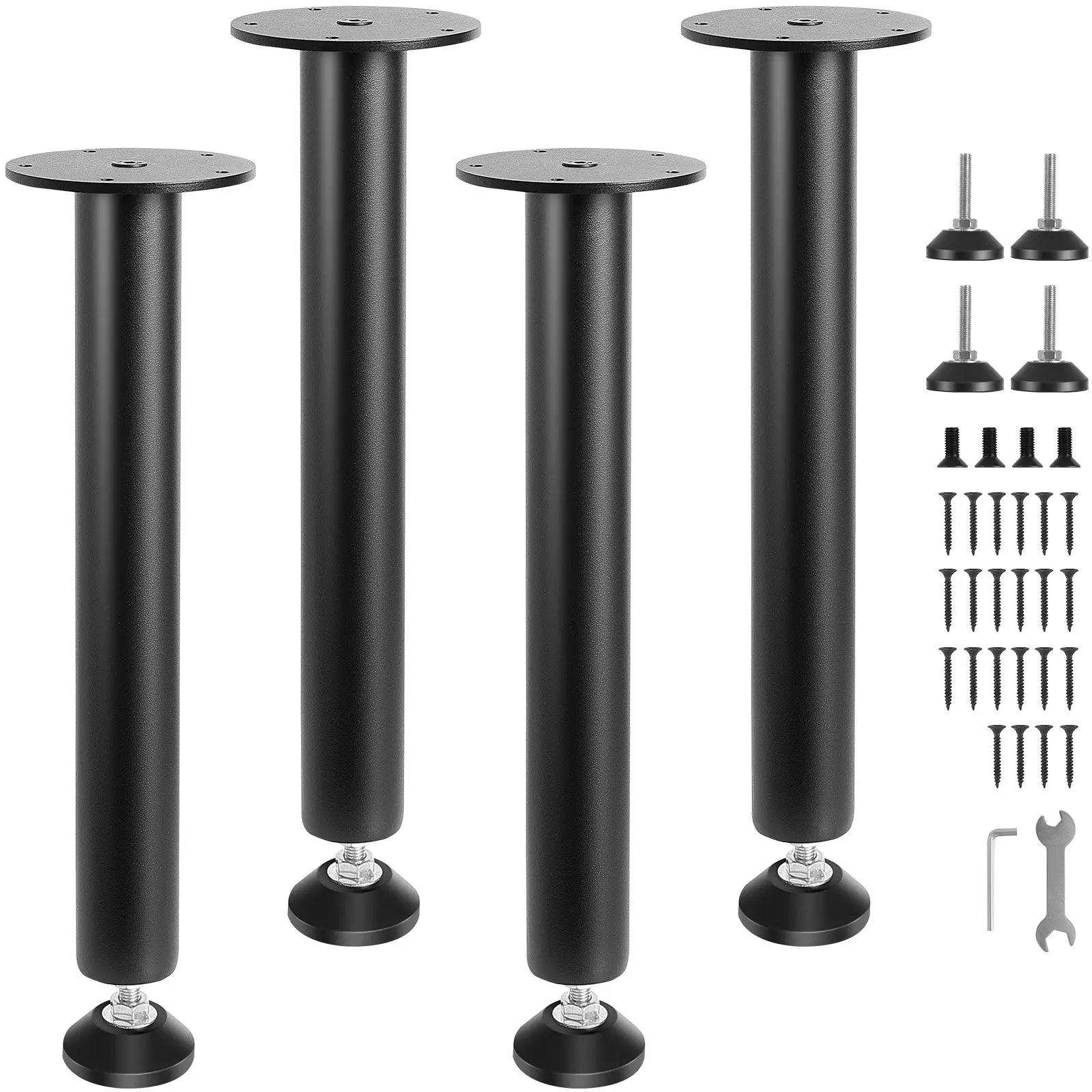 【toolupgrade】VEVOR 16 Inch Adjustable Desk Legs, Reinforced Steel Office Table Furniture legs Set of 4 for DIY, 1200 lbs Load Capacity Heavy Duty Desk Legs, Quick Instalation Legs with Adjustable Foot Cup Black