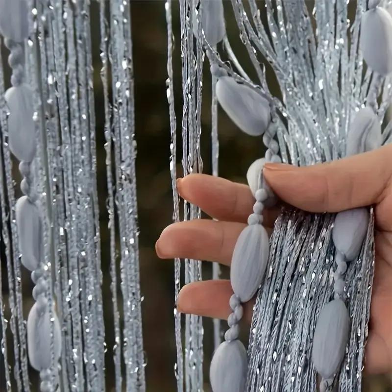 Bohemian Beaded Curtain, 1pc Bohemian Style Beaded Line Curtain, 200cm X 100cm, All-Season Fabric, Fluffy Lantern Ball Design, Interior Decoration Accessories