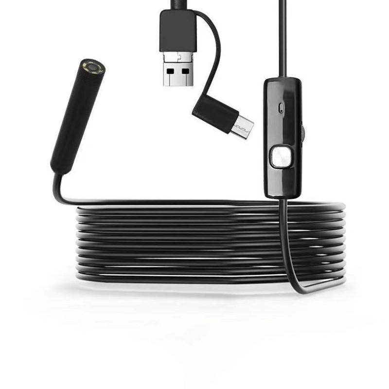 Type-C Endoscope Camera, Universal Android iOS Compatible, Waterproof Pipe Inspection Probe, 5.5/7cm Triple-Mode Internal Viewer