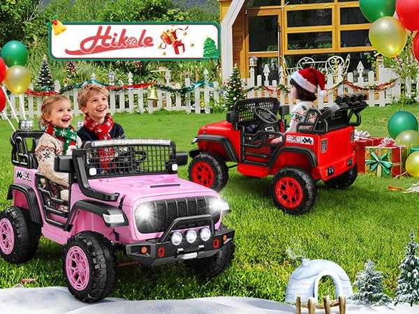 Hikole 24V 2-Seater Electric Ride On Car for Big Kids – Remote Control, Dual 200W Motors, Wide Seats, 4-Spring Suspension, Bluetooth Music, LED Lights & 3 Speeds