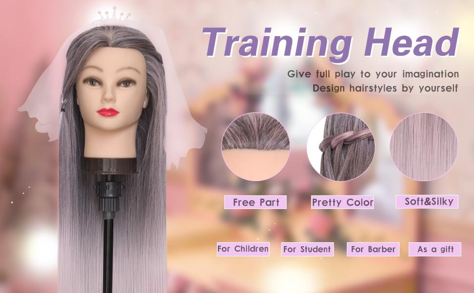 28" Mannequin Head With Hair Training Head Practice Braiding Hair Doll Head For Hair Styling Hairdressing Head For Braiding With Free Wig Head Stand Hair Styling Tools Set