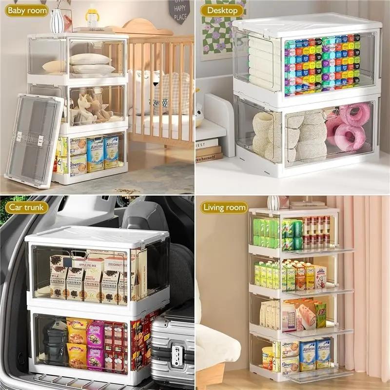 Clear Storage Bin with Lid 1 Pack - Stackable & Sturdy Plastic Multifunctional Folding Storage Bin for Bedroom, Living Room, Study, Toy Room, 23 QT