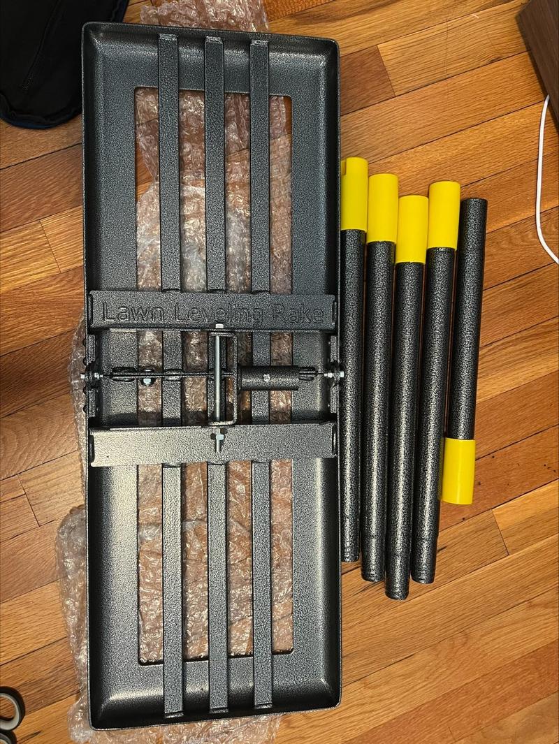 Lawn Leveling Rake, Heavy Duty Ground Leveler with Adjustable Handle for Yard Garden, Soil Sand Spreading Dirt Top Dressing, Lawn Level Tool