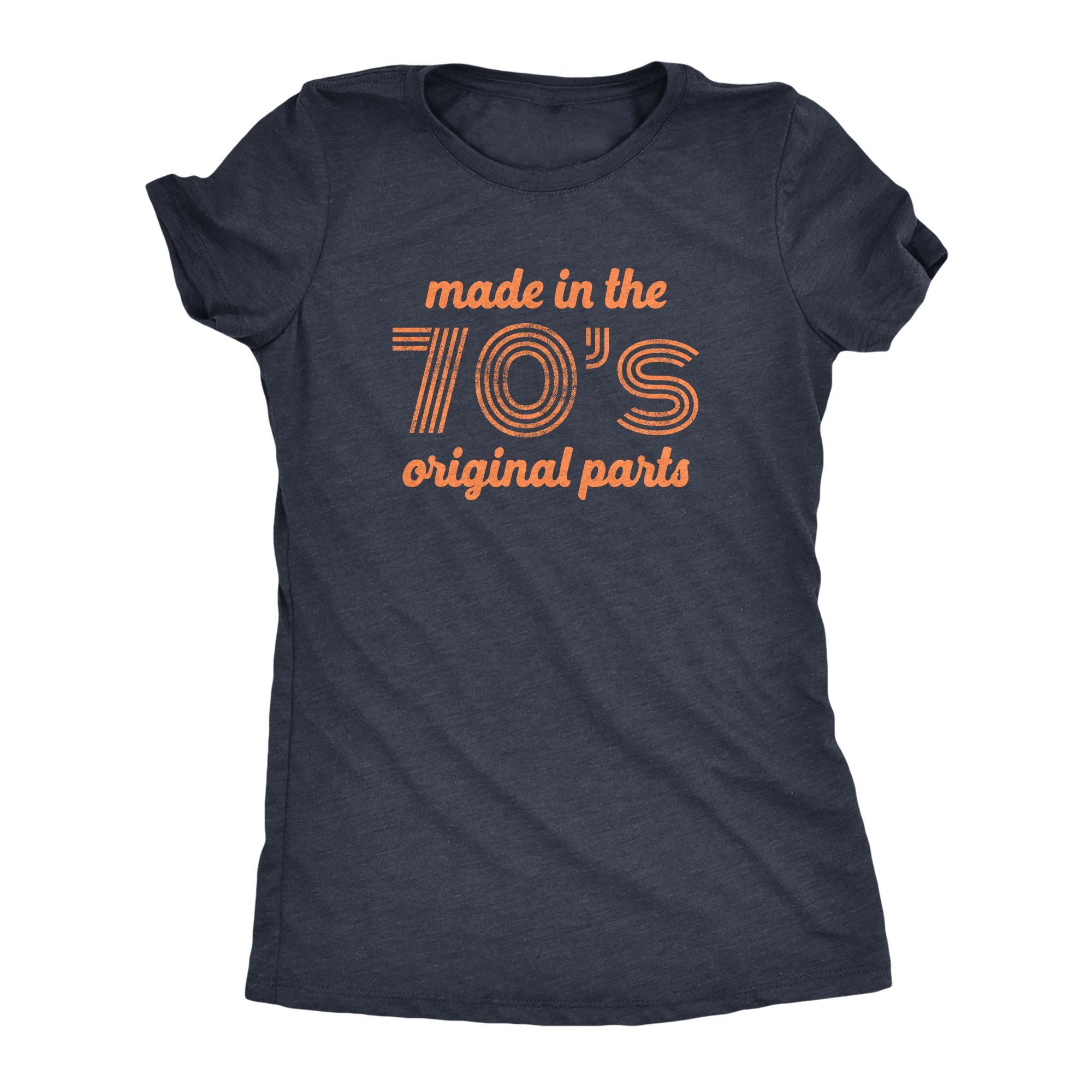 Funny Retro Birthday Womens Tee, Made In The 70s Slogan Print, Cute Vintage Summer Vibe Casual Short Sleeve
