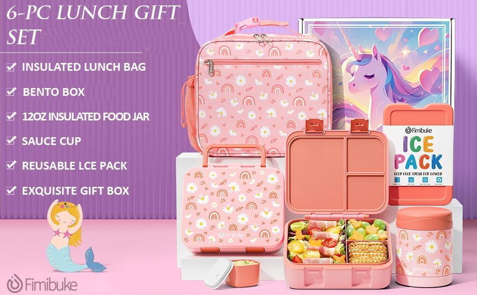 Fimibuke Bento Lunch Box with Stainless Steel Insulated Water Bottle – 32oz 3-Compartment Snack Container, Insulated Lunch Bag & Ice Pack Set Back to School Gifts Fimibuke Bento Lunch Box with Stainless Steel Insulated Water Bottle – 32oz 3-Compartment Snack Container, Insulated Lunch Bag & Ice Pack Set Back to School Gifts