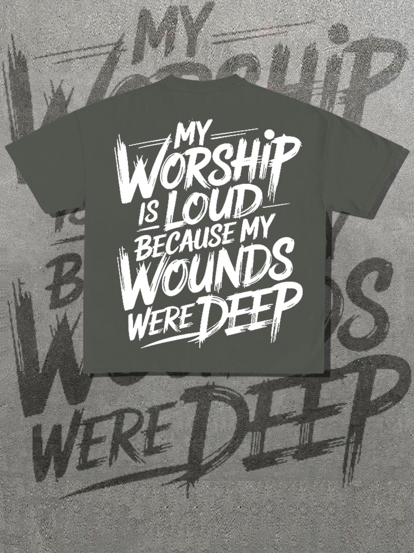 Christian Faith Theme T-Shirt, My Worship Is Loud Cross Print Short Sleeve, Loose Fit, Casual Long Top, Perfect Christian Gift