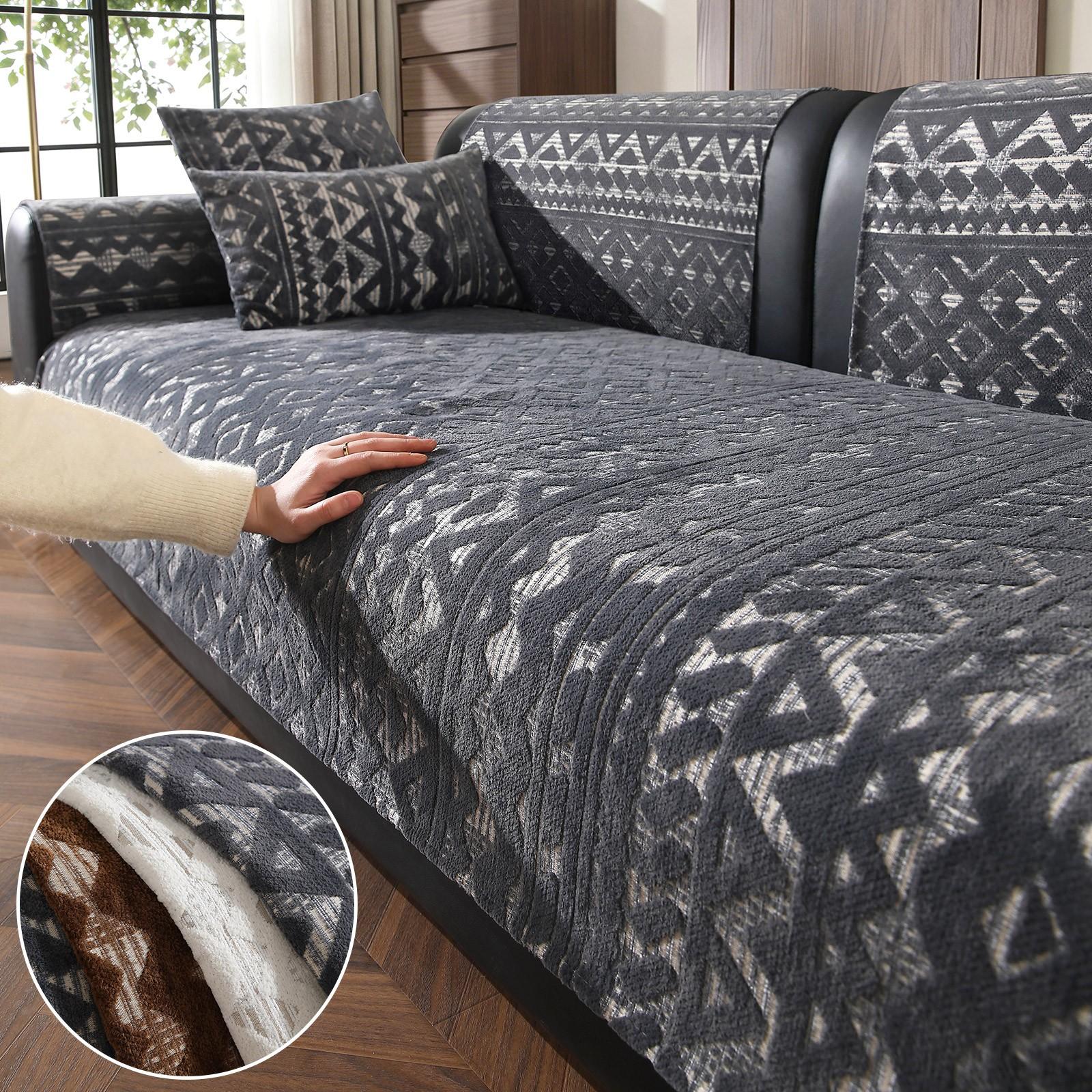 1pc Totem Sofa Pad, Chenille High-End Elegant Exclusive New Design, All-Season Universal Sofa Pad, Luxury Living Room Accessory
