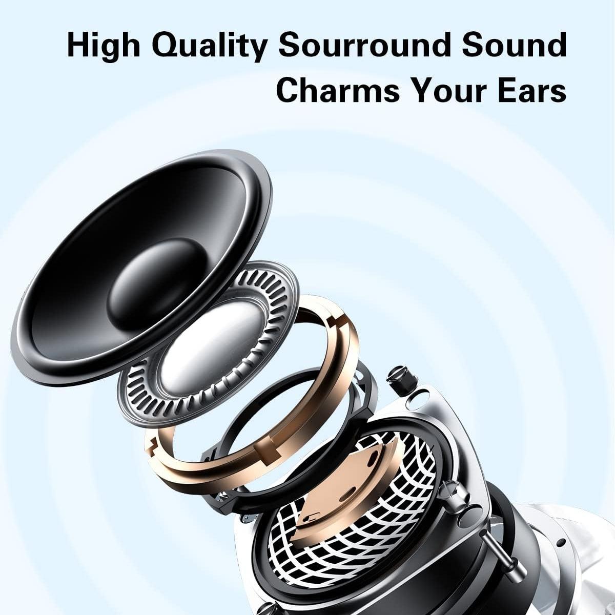 New TWS Wireless Earphones, True Wireless Ergonomic Design, Ultimate Comfort, High Fidelity Sound, Deep Bass, Stereo Calls, HD Voice Calls