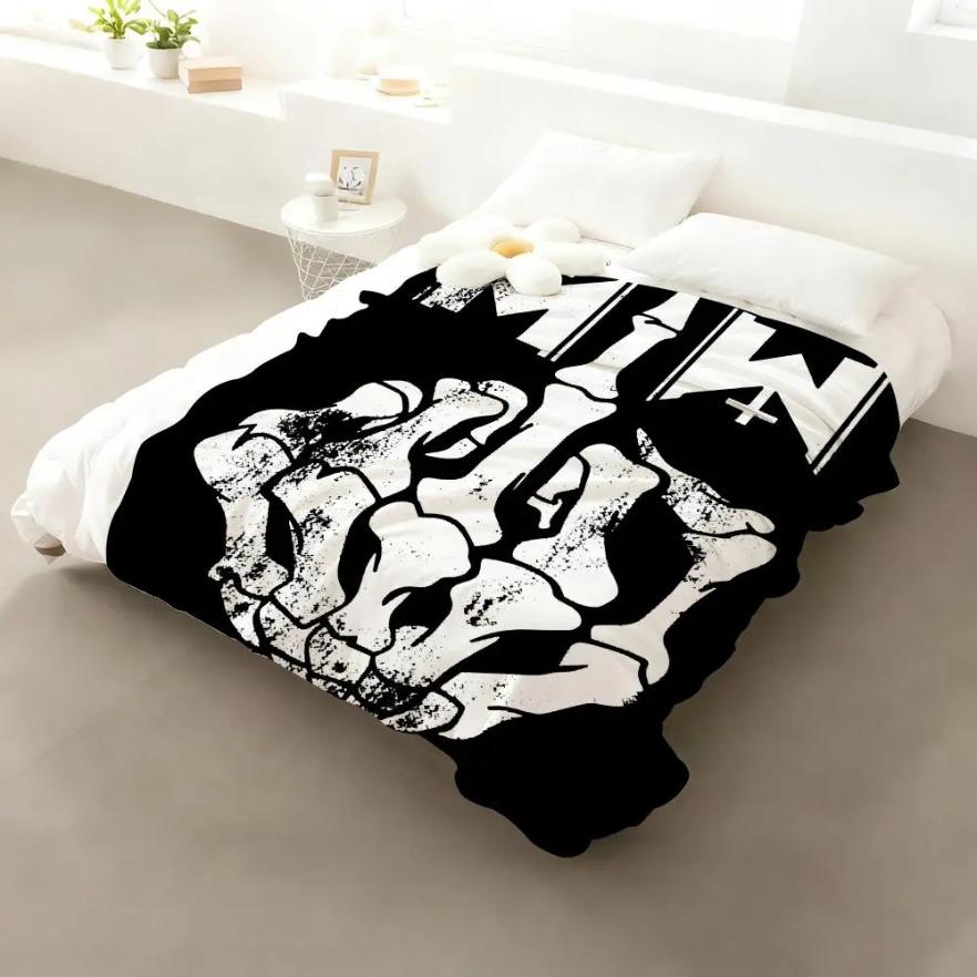Motionless in White Soft Flannel Throw Blanket, Lightweight Cooling Summer AC Nap Blanket for Sofa Bed Couch Travel, Gothic Metalcore Fan Decor, Ideal Gift for Christmas Halloween Birthday Reversible Oversized Hoodie dd214 Themed Velvet grounding hooded