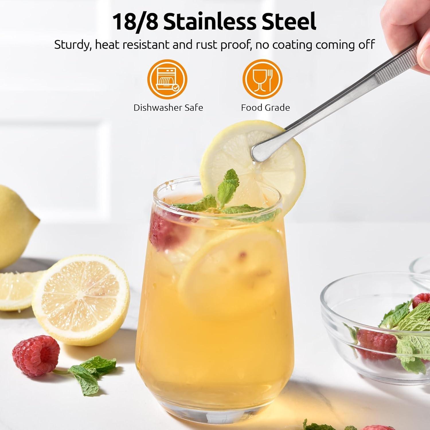 4-Pcs Stainless Steel Food Tongs Heat Resistant for BBQ Grill Cooking Baking Serving Frying Plating Sturdy Kitchen Gadget for Renters Home Cooks Young Families