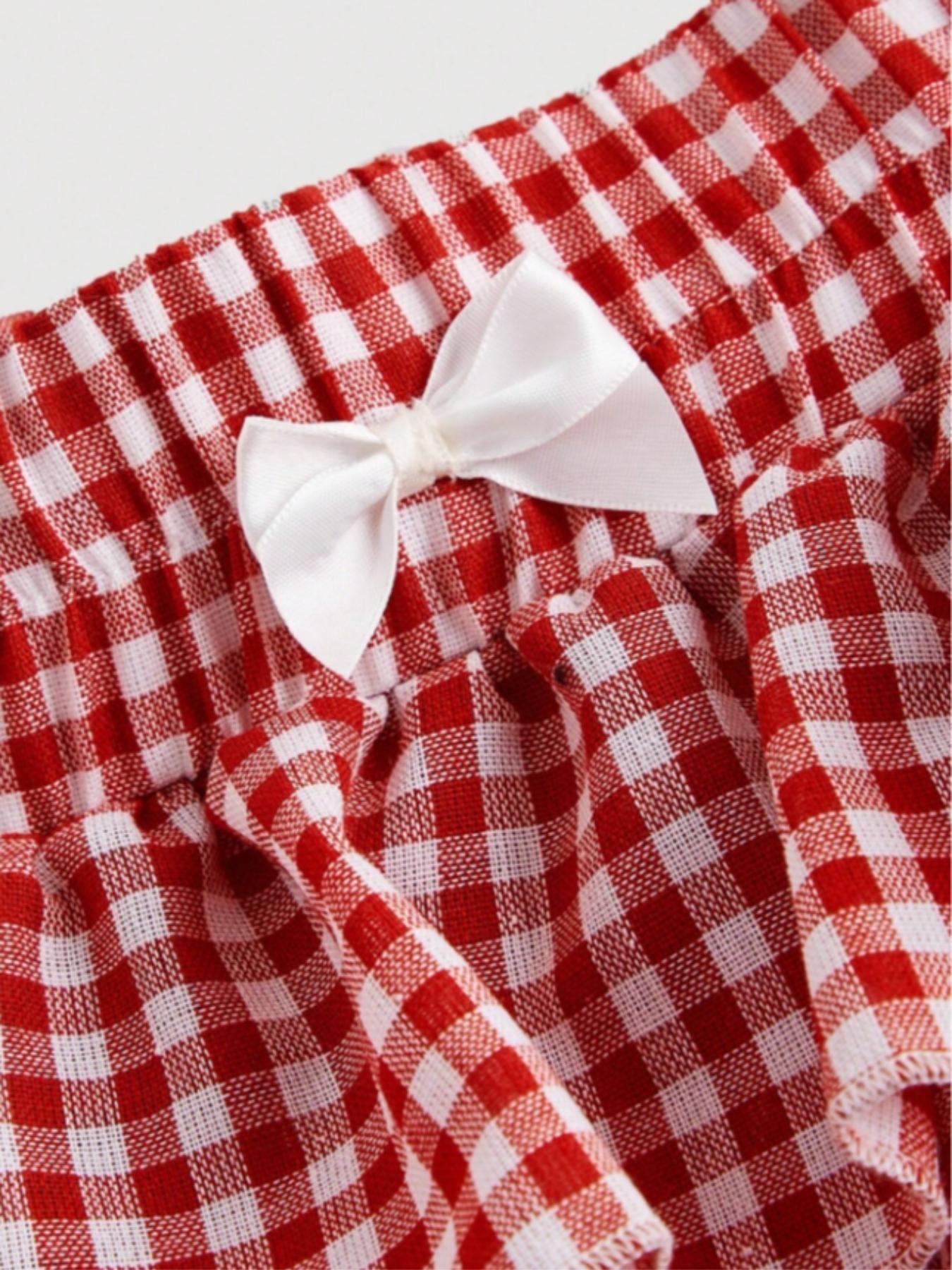 Casual Low Waist Plaid   Ruffle Hem Women's Shorts, Checkered Shorts, Women's Shorts for Summer, Perfect for School and Daily Wear