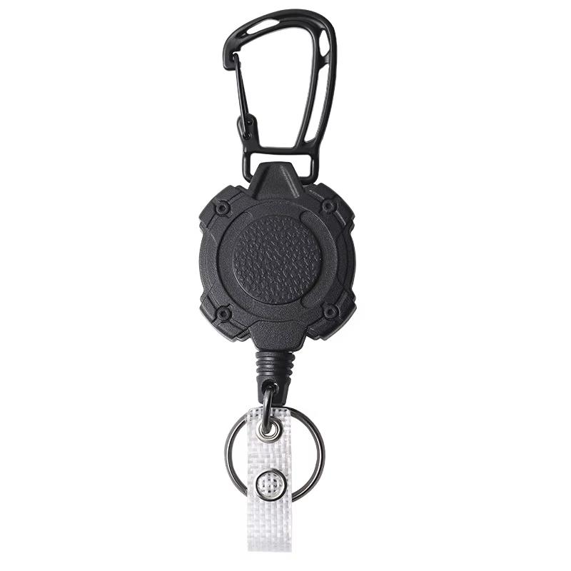 Retractable Badge Reel Keychain with Tactical ID Tag, Steel Extending Cord, Durable Metal Construction, Ideal for Security Use