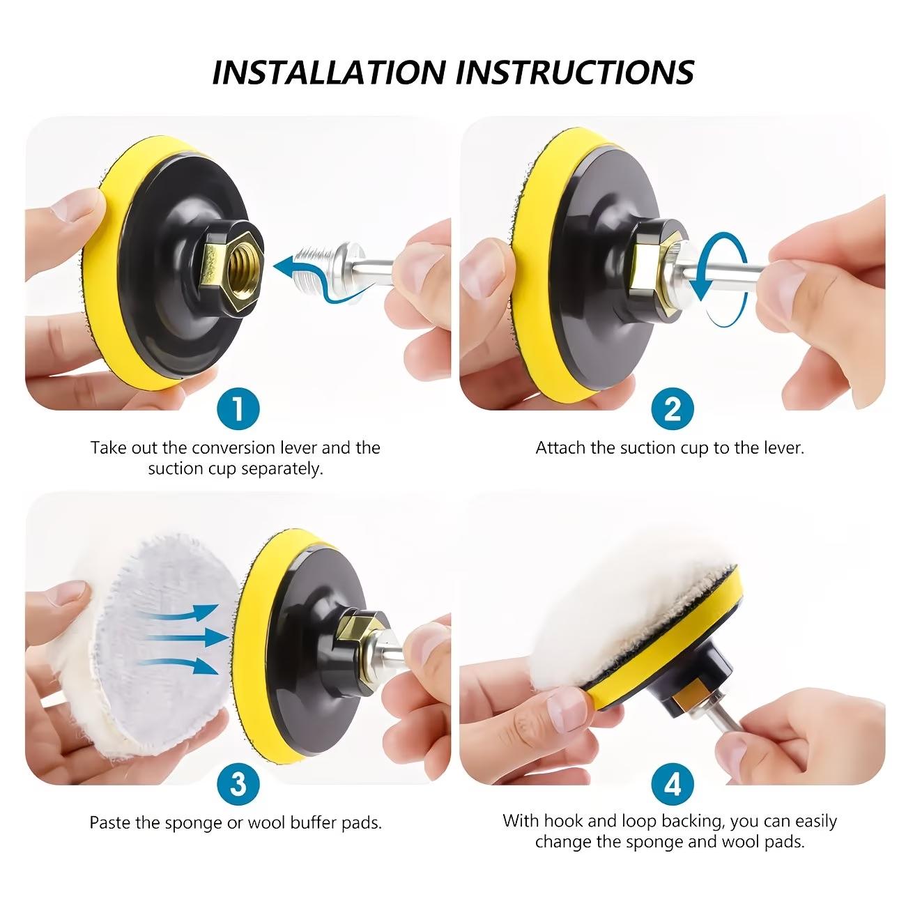 11pcs Sponge Car Polishing Kit Drill Adapter Details Cleaning Self Polishing