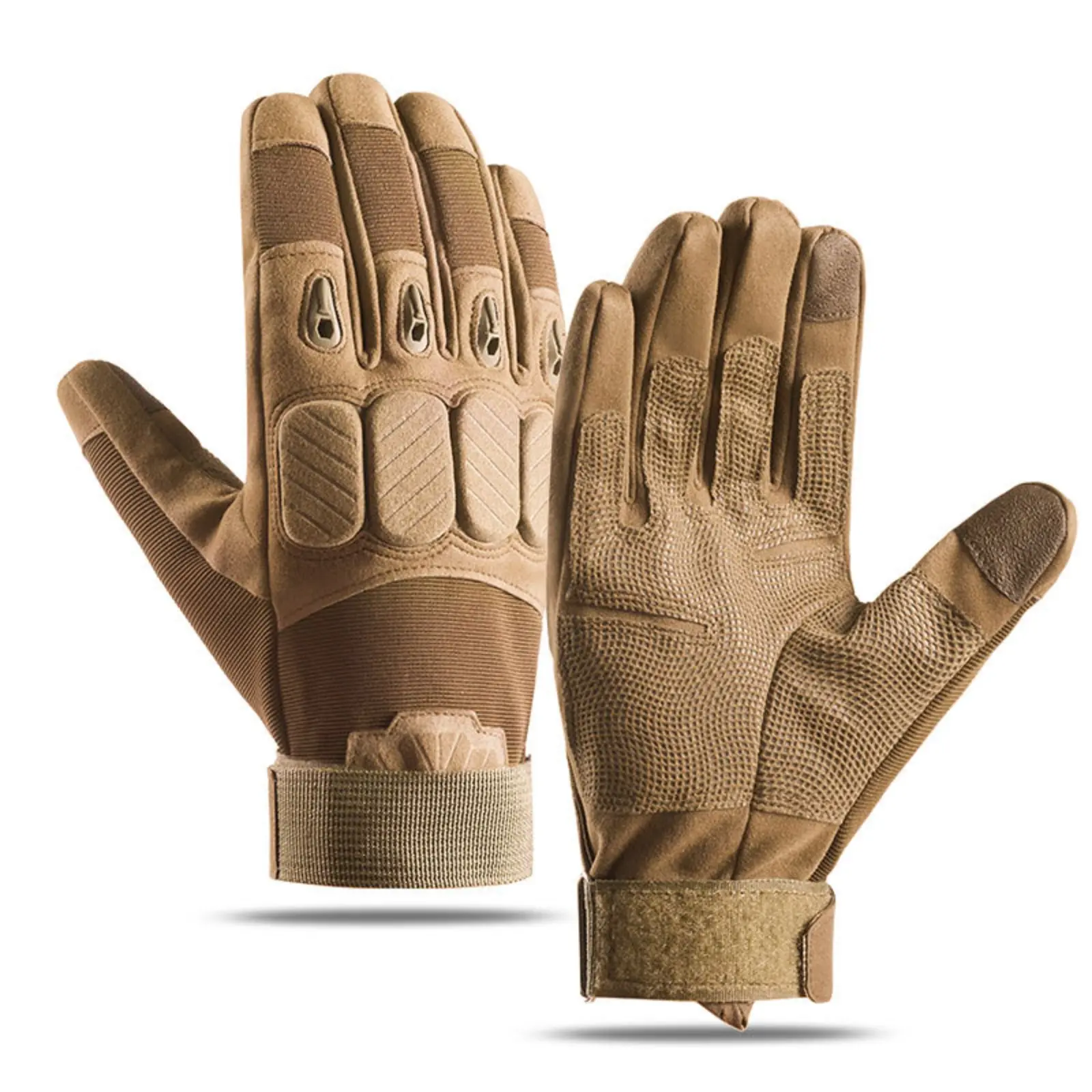 Adult Tactical Gloves - Reinforced PU Leather Microfiber, Full Finger, Touchscreen Compatible, Lightweight Protective Gear with Knuckle Pad, for Fight Training, Hunting, Outdoor Accessories