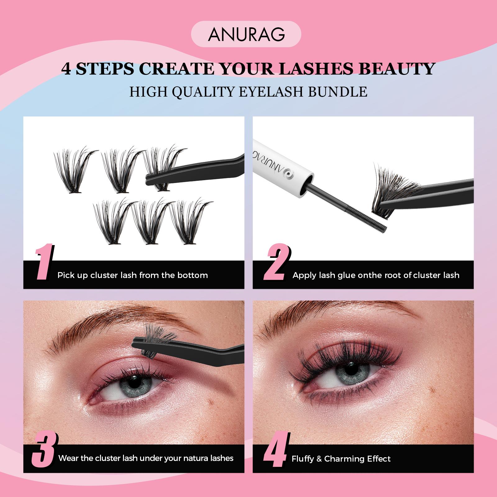 DIY Eyelash Extension Kit Individual Eyelash Extension Kit D Curl Cluster Eyelashes Individual Eyelashes with Eyelash Adhesive and Sealant, Eyelash Applicator Tool DIY Eyelash Extensions at Home, Eyelash Extensions, Christmas gifts,  Black Friday