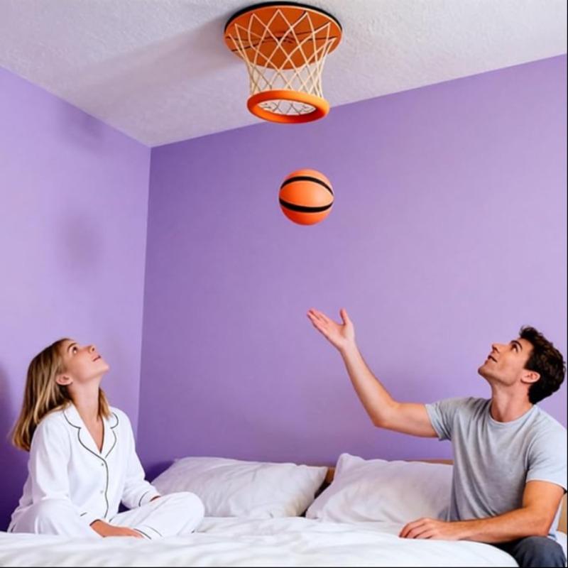 Portable Ceiling Sliding Indoor Mini Basketball Hoop, Fun Wall-Mounted Sports for Bedroom and Outdoor Games, Includes Ball and Pump, Portable Basketball Goal