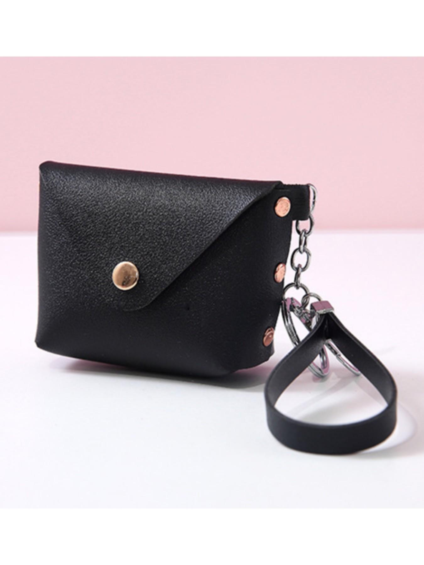 Korean Style Creative Keychain Bag, PU Leather Wrist Strap Coin Purse, Mini Storage Pouch, Boho Fashion Accessory for All Seasons