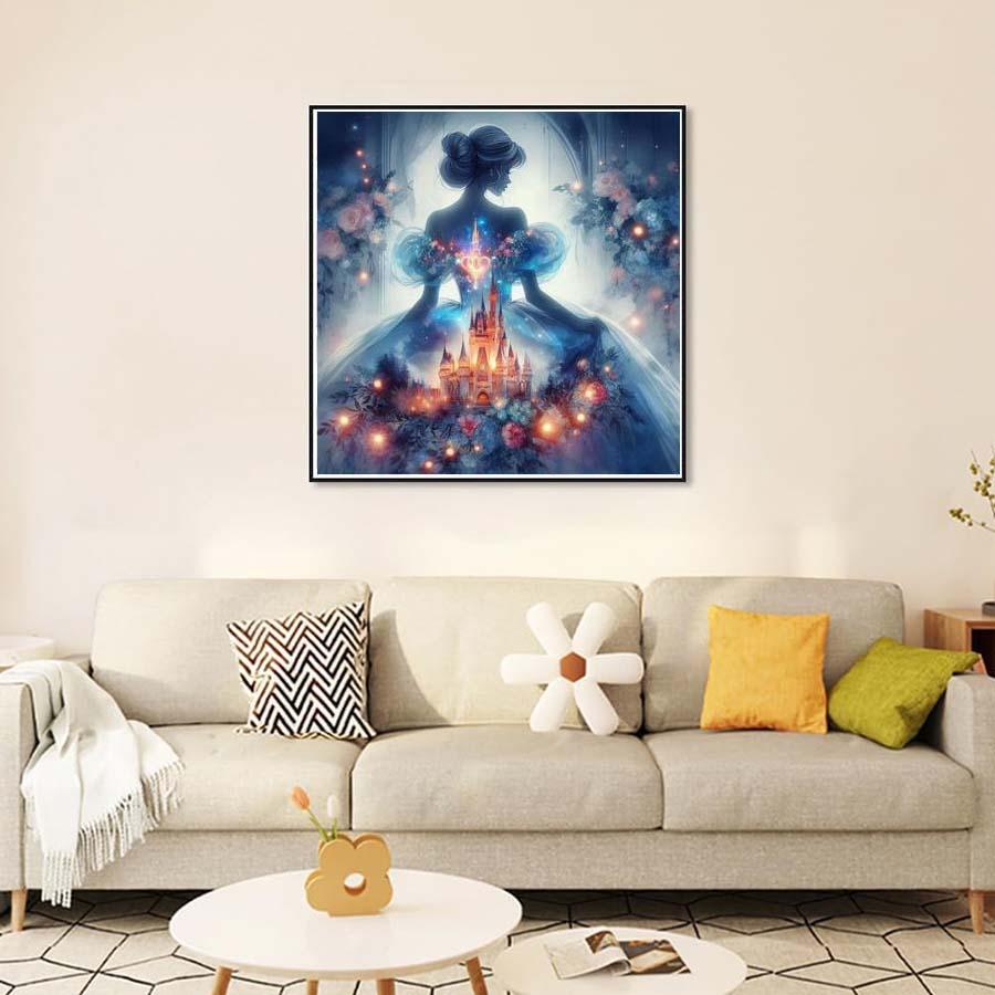 1pcs 5D DIY diamond painting kit, 5D diamond art set, DIY decoration, castle, flowers, light spots diamond painting kit full round drill DIY, mosaic, diamond art, DIY art home decor, suitable for Halloween and Christmas, Diamond Art Tools, Handicraft
