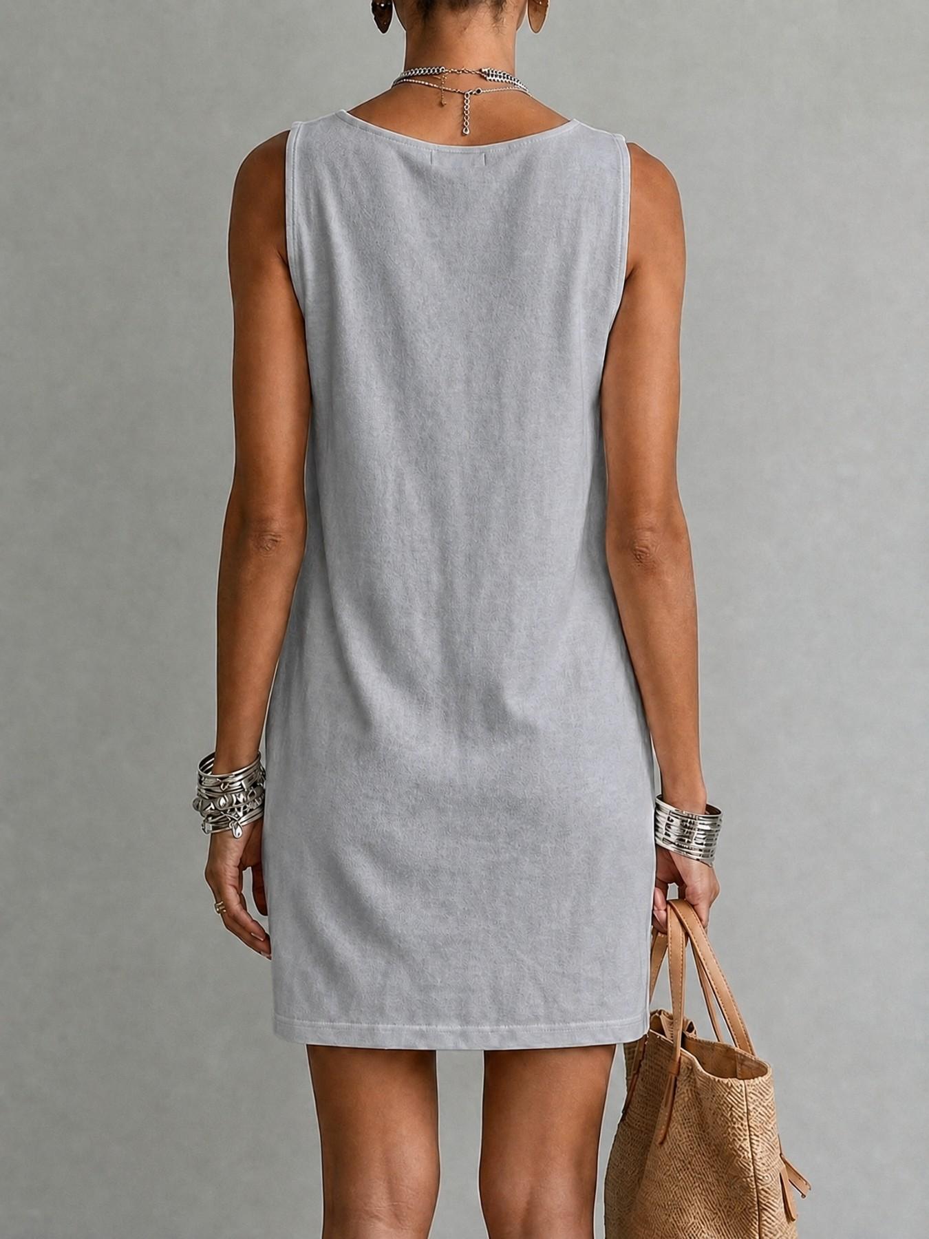 Women's Spring Summer Sleeveless Cowl Neck Mini Basic Dress, Loose Straight Pocket Casual Dress, Ideal for Work, Vacation & Daily Wear