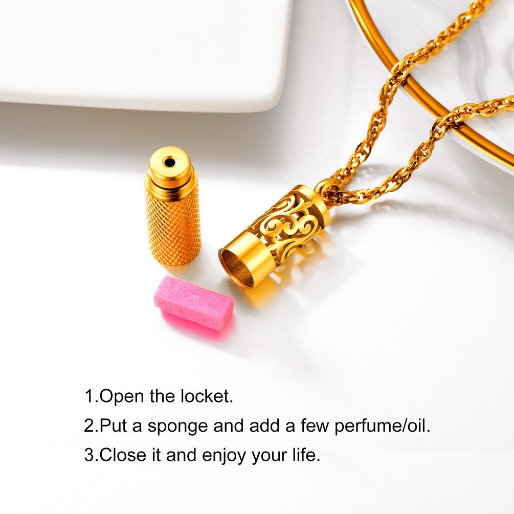 FindChic Intersecting Cloud Cylinder Locket Pendant Necklace Aromatherapy Jewelry Calming Essential Oil Necklaces For Women Men