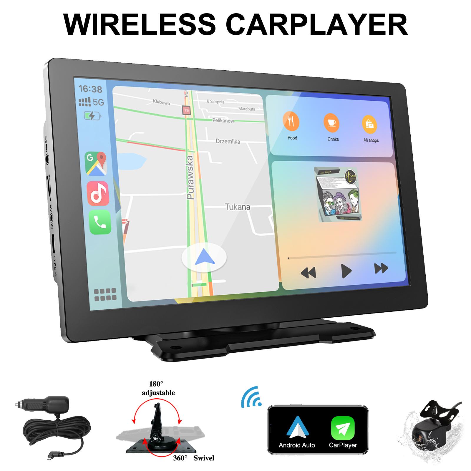 Car Smart Display, supports limited/wireless Carplay and Android Auto, supports car audio sound, supports making calls, messaging, navigation, music, airplay, aux, Screen for All Vehicles video player radio compatible cable Stereo