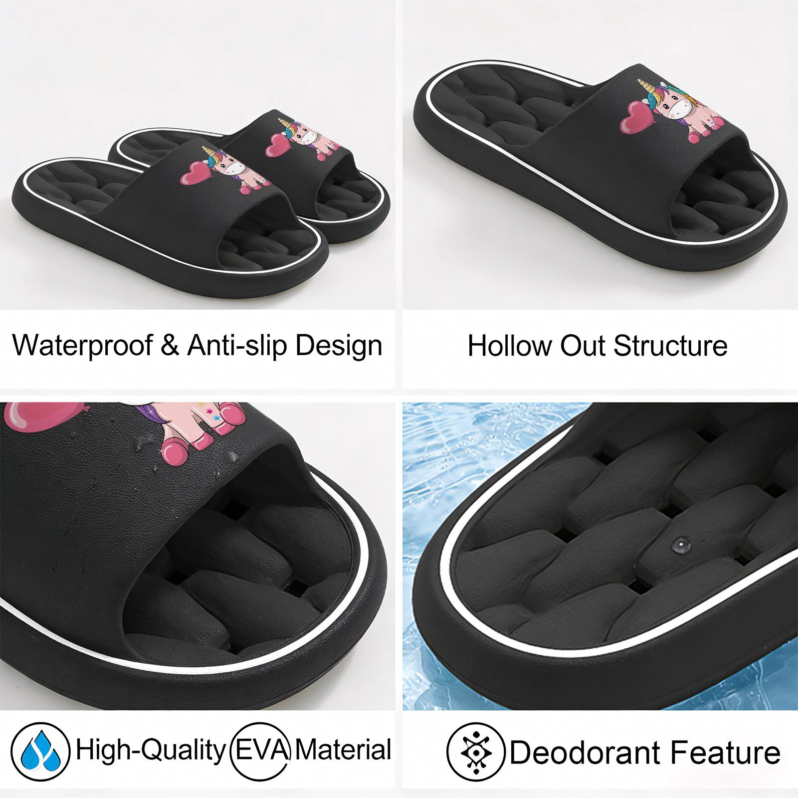 Cute Rainbow Unicorn Kids Slippers, Girls Soft Sole Non-slip Sandals, Love Balloon Fun Home Shoes, Lightweight Open-toe Slippers for Baby Indoor and Outdoor Use, Kindergarten Little Princess Cartoo