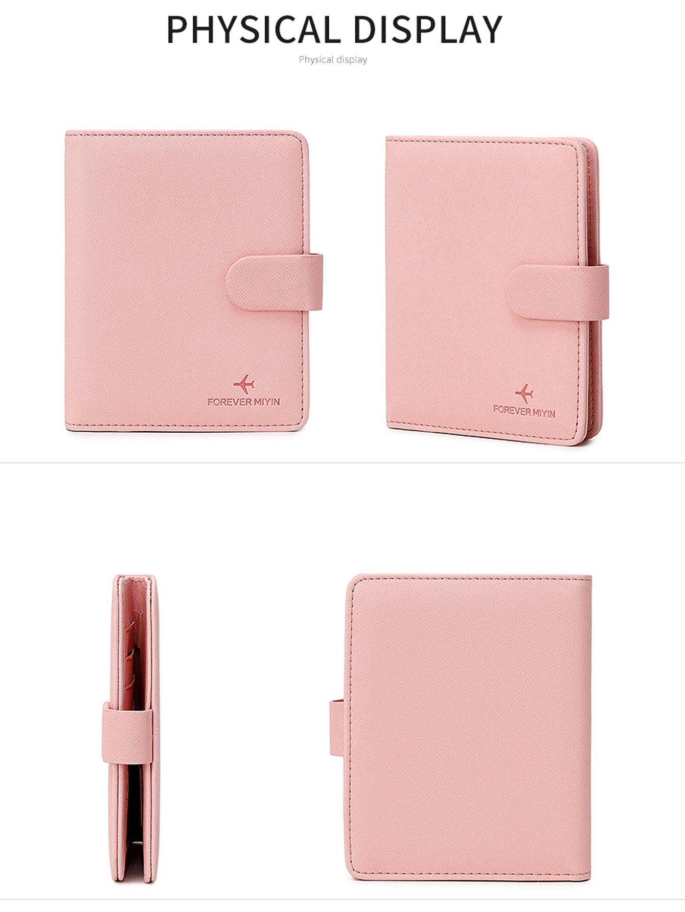 RFID Anti-theft Brush Passport Cover Card Holder Unisex Multifunctional Solid Color PU Bifold Wallet Passport Clip Lightweight Portable Passport Holder With Card Slot ID Window Passport Case For Men and Women For Travel Flight, Travel Essentials