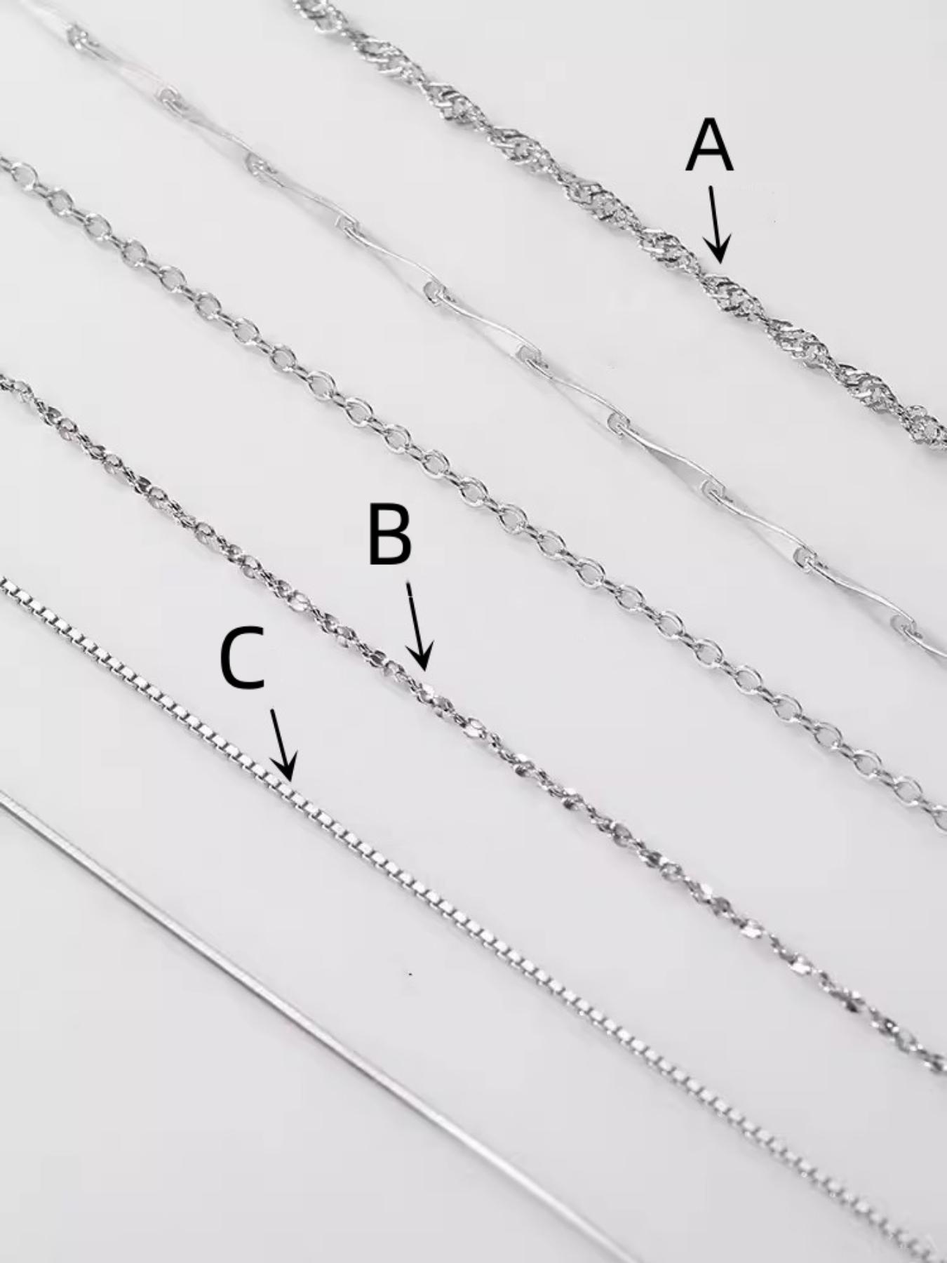 925 Sterling Silver Simple Chain Necklace, Minimalist Chain Necklace, Fashion Jewelry for Party, Daily Decor, Trendy All-match & Exquisite Jewelry for Birthday Gift