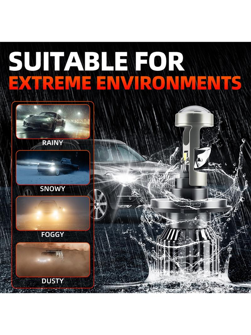 2 Pack H7 H4 H9/H11 9005/HB3 9006/HB4 LED Car Headlight Bulbs 12-24V No Canbus Error High and Low Beam Automotive Lens with Aviation Aluminum Heat Dissipation Fan Plug and Play for Cars Trucks SUVs Truck Lighting Solution Modern Headlight Upgrade