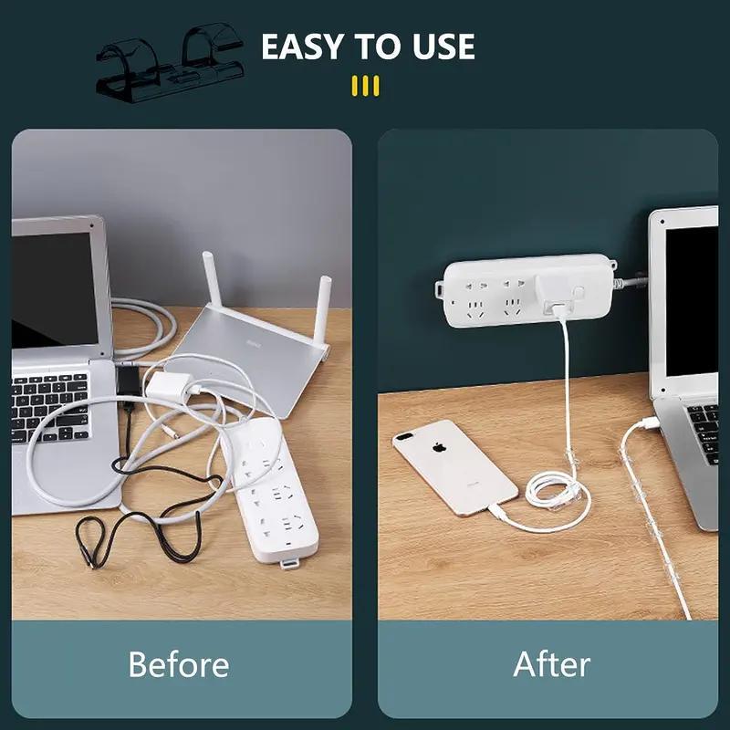 Upgraded Wall Wire Holder, Clear Adhesive Wire Clips (20 Pieces), Under Desk, In Car, Under Computer, Christmas Lights Indoor/Outdoor Strong Wire Organizer