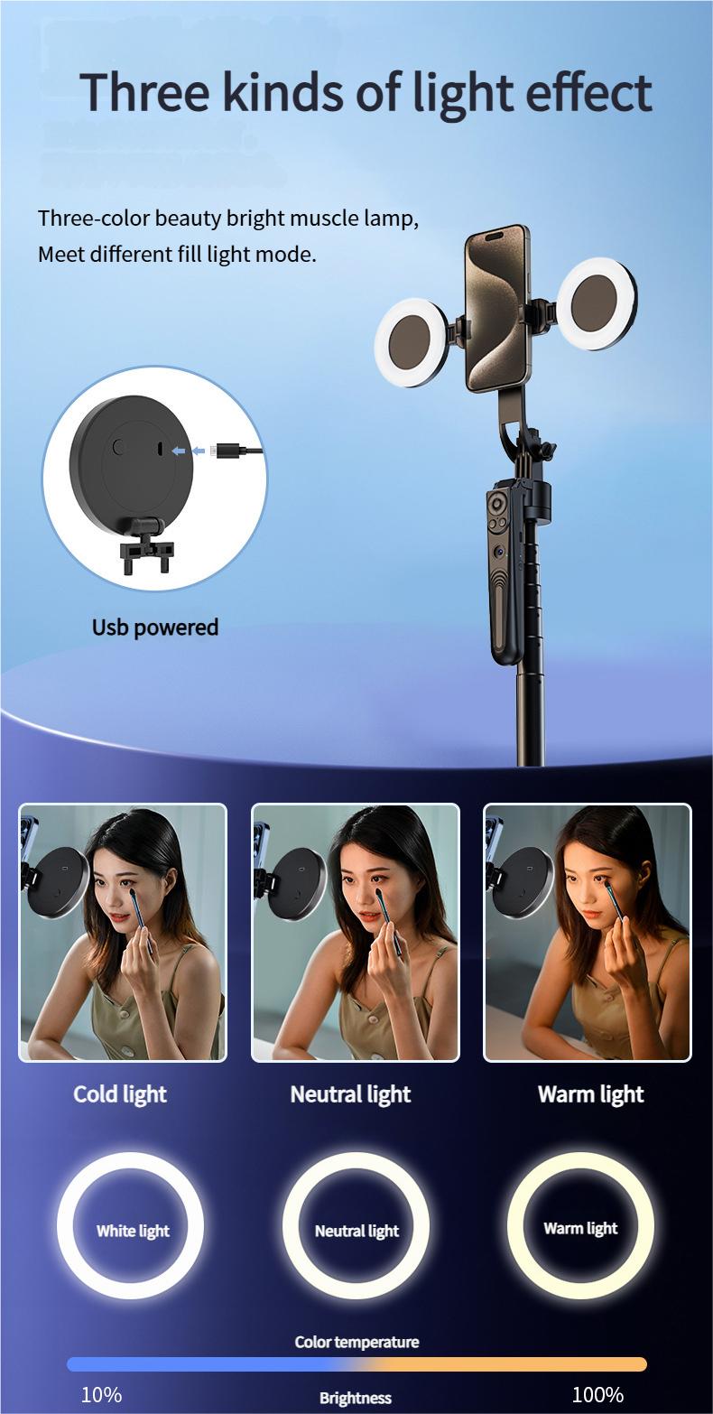 Auto Face Tracking Tripod for iPhone with 2 Fill Lights,360 Rotation Selfie Stick,70" Phone Stand with Rechargeable Remote Control for TikTok Vlog Video Recording,Tripod for GoPro/Camera/Ring Light