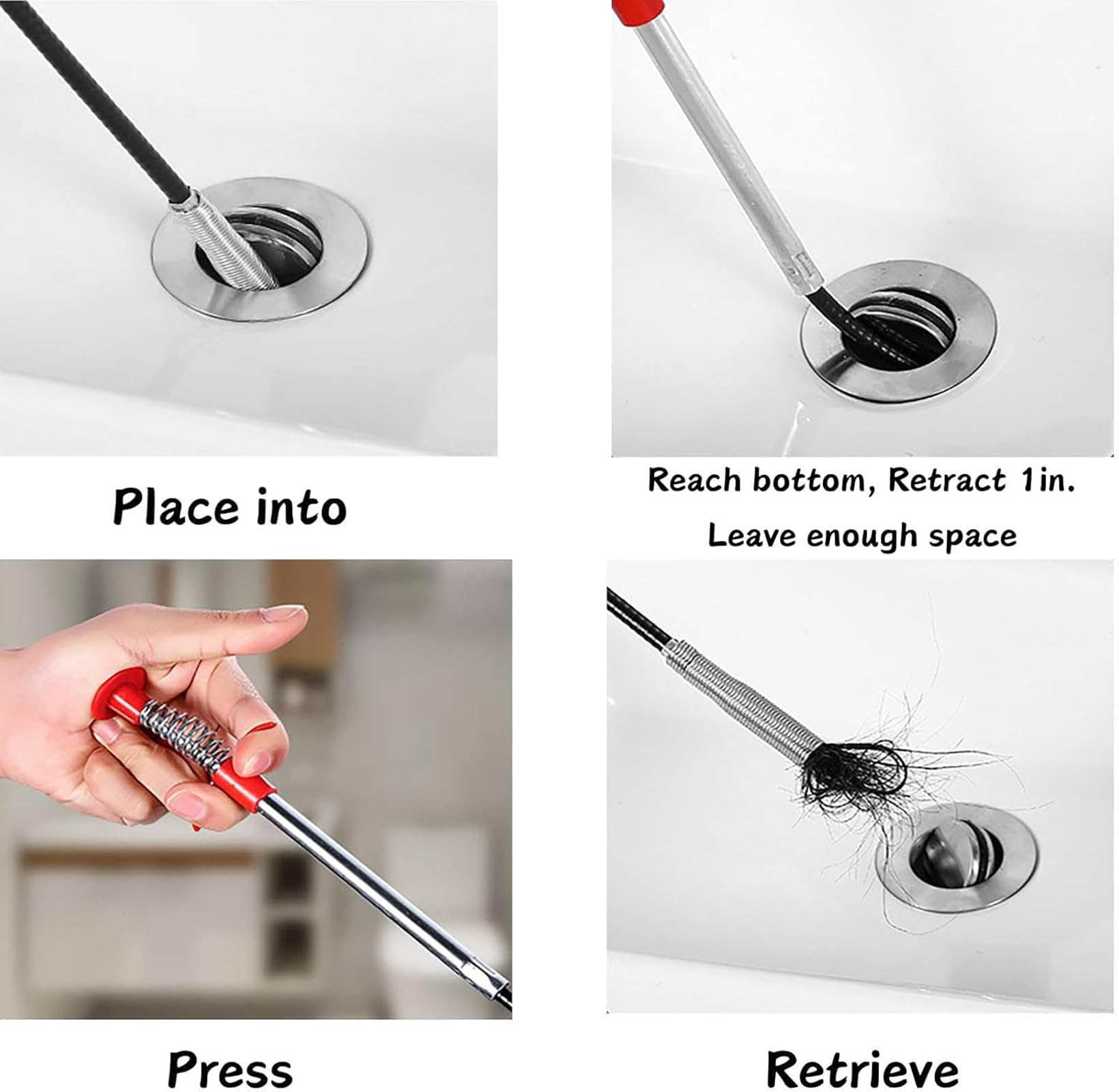 Drain Snake, Drain Clog Remover - Gutter Cleaning Tools Drain Cleaner for Toilet Sewer Shower Kitchen Bathroom Tub Clogged Drains Opener Cleaning Tool, Flexible Grabber Claw Pick Up Reacher (200cm)