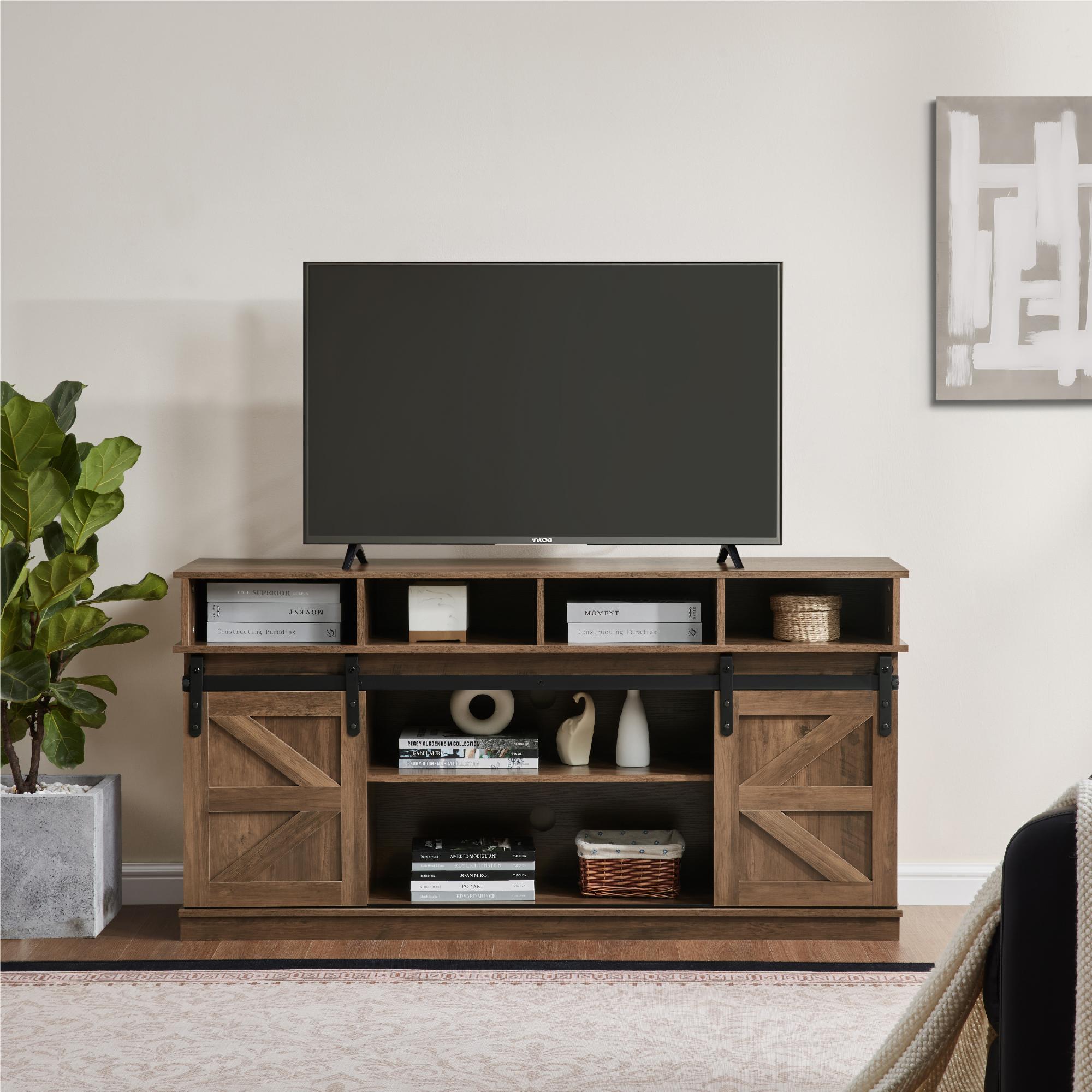 【TikTokShopBlackFriday】【Clearance】58" Farmhouse TV Stand and Entertainment Center for 65 Inch TVs, Rustic Media Console with Sliding Barn Doors, Storage Cabinets and Cable Management for Living Room Bedroom