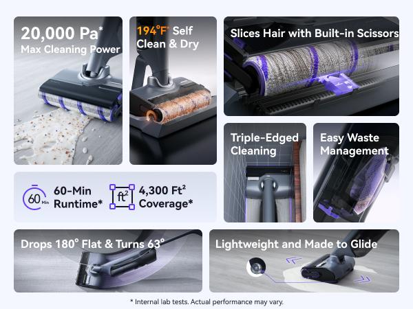 NARWAL S30 Pro Wet Dry Vacuum Cleaner with 20000Pa Suction, Cordless Vacuum Mop for Hard Floors, Tangle-Free Hair-Cutting, 180° Lie Flat, 194°F Self-Cleaning, Disposable Waste Bag, Edge Cleaning NARWAL S30 Pro Wet Dry Vacuum Cleaner with 20000Pa Suction, Cordless Vacuum Mop for Hard Floors, Tangle-Free Hair-Cutting, 180° Lie Flat, 194°F Self-Cleaning, Disposable Waste Bag, Edge Cleaning