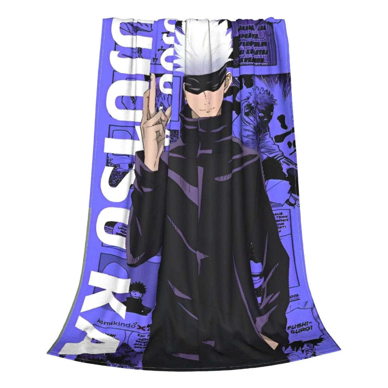 Satoru Gojo Throw Blanket for Couch Soft Fuzzy Plush Blanket 50x60 Inch Anime Inspired Bedspread All Seasons Cozy Warm Flannel Throw Blanket for Sofa Bed Room Decor, Anime Gift, Christmas Birthday Gift, TikTok Made Me Buy It