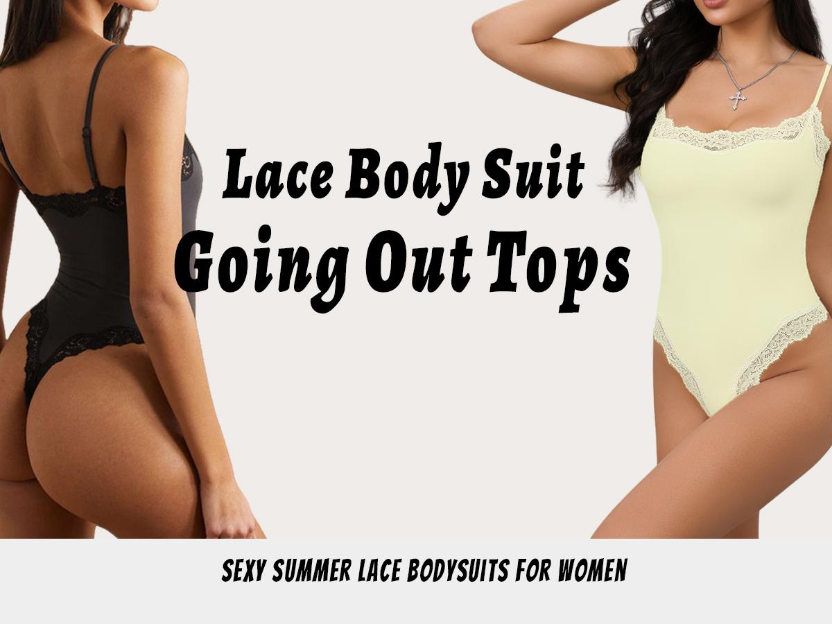 Starrylion Lace Body Suit Square Neck Tops for Women Sleeveless Spaghetti Strap Tank Top Bodysuits for Women Sexy Jumpsuit