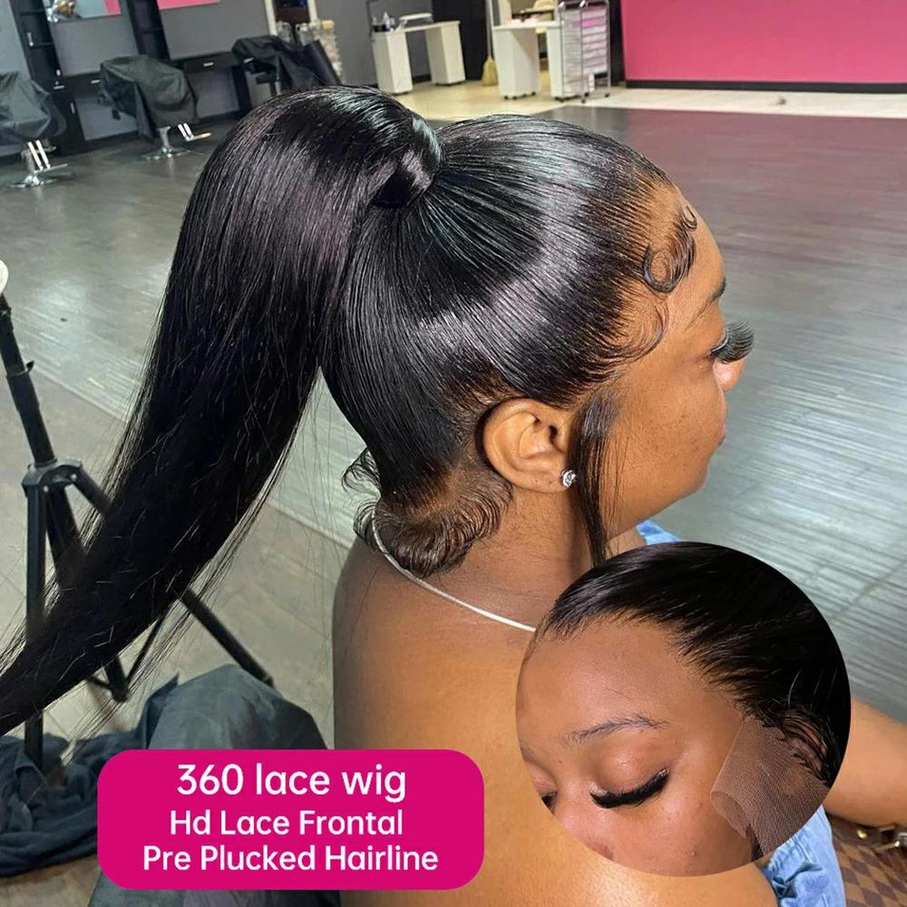 Bling Hair 360 Full Lace Wig  13X4 HD Transparent Lace Front Real Hair Wigs For Women 30 Inch Brazilian Straight 13x6 Lace Frontal Wig