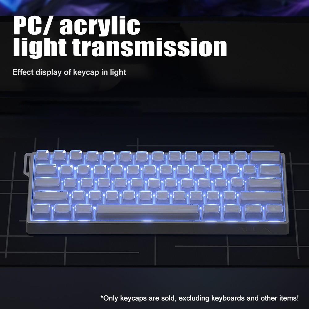 Aula Ice Crystal Jelly Keycaps, Acrylic Material, Side Characters, Translucent, Ergonomic Height Variations, Fits Multiple Keyboard Layouts