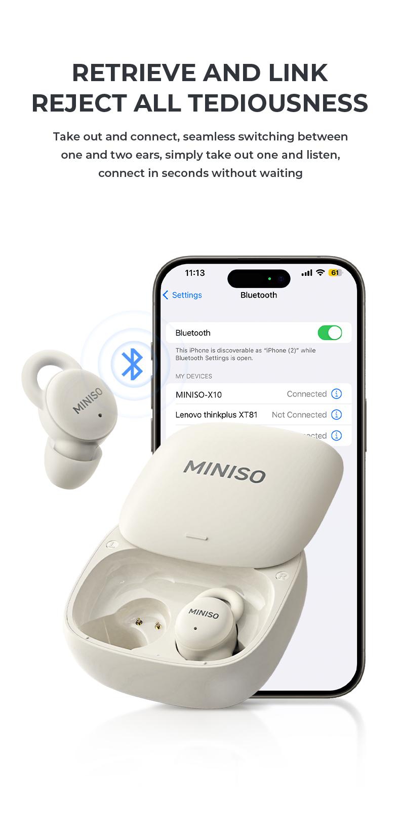 MINISO Mini Invisible Headphones Bluetooth 5.4 True Wireless In-Ear Earphones sport Audio Earbud audifonos bluetooth wireless headphones noise cancelling headphones gamingheadset