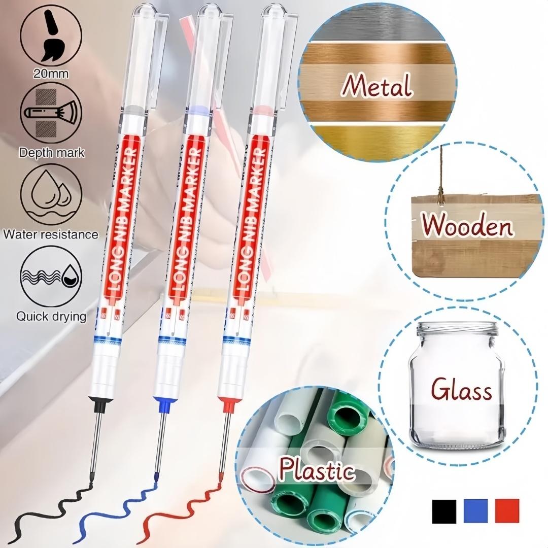 Long Marker Pen, 20pcs/set Waterproof Marker Pen, Multipurpose Deep Hole Marker Pen for Metal, Ceramic, Glass, Leather, Film, Art Markers, Permanent Drawing Markers