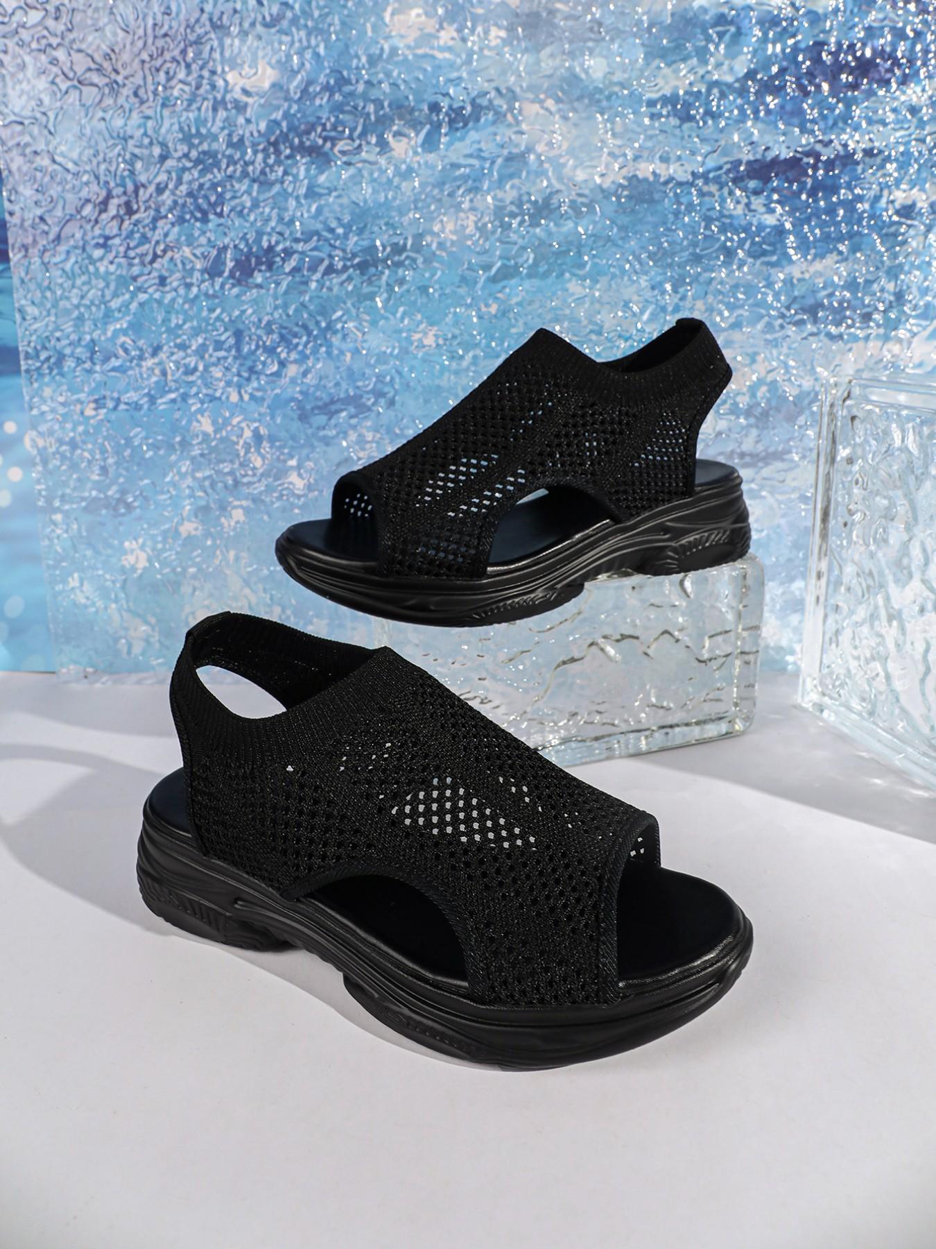 Women's Hollow Out Lightweight Breathable Sandals Comfortable Elastic Fit Fashionable Casual Sports Shoes Non-Sweaty Trendy Design Feminine Ladies Women Fashion Durable Smooth Classic Chic Cute Modern Everyday Style"