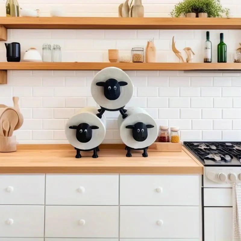 Sheep Cute Animal Paper Towel Holder, Humorous Standing Bathroom Tissue Rack, Tissue Dispenser, Fun Toilet Decor, Bathroom Decorations, Mother's Day Christmas Gift Idea