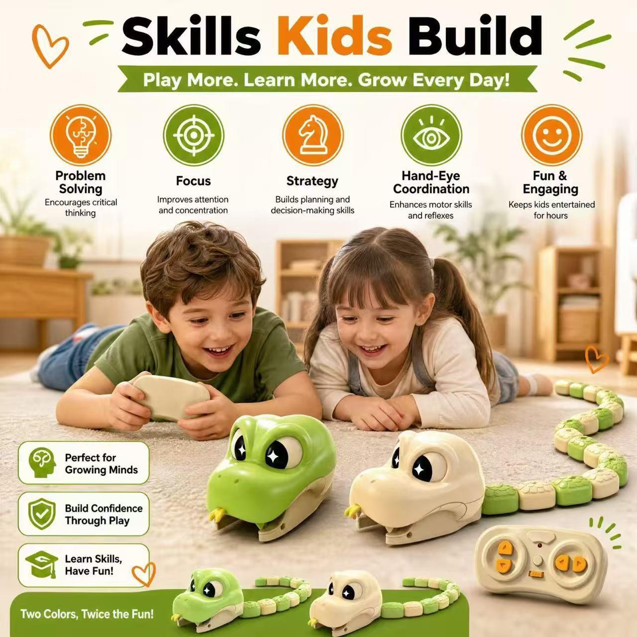 Double Remote Control Magnetic Snake Electric Toy, Magnetic Segment ...