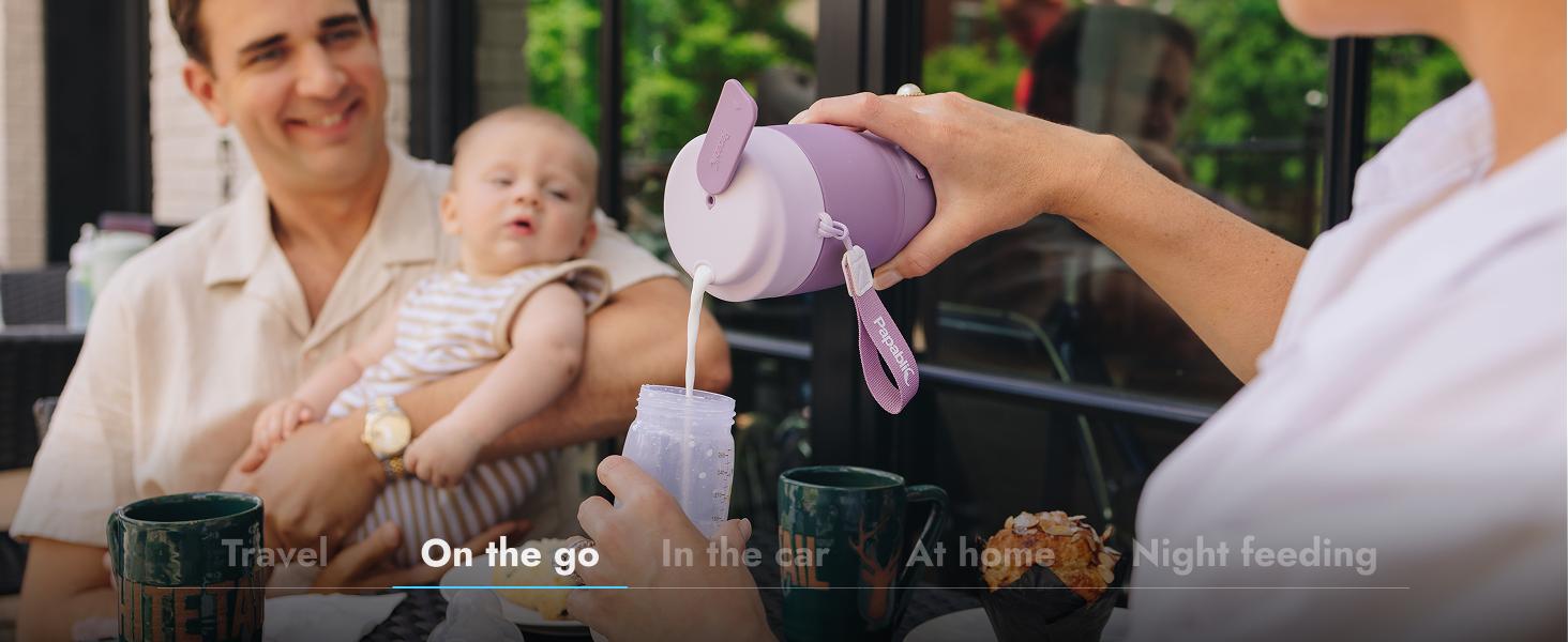 Papablic Pro Portable Bottle Warmer for Travel – Fast Heating, Built-in Sterilizer, 30W Fast Charge, 5-Temp Control, Easy-Clean Wide Mouth, Baby Milk Warmer for Breastmilk & Formula