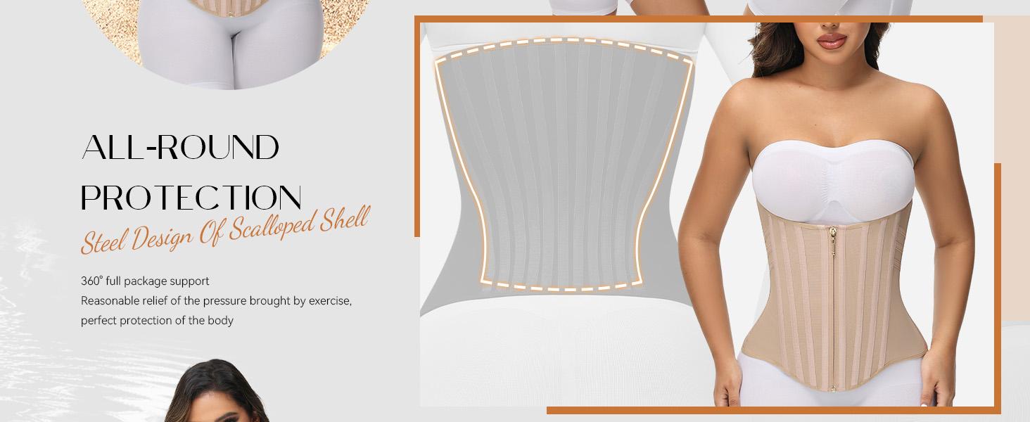 SHAPSHE Waist Shapewear for Women Tummy Control Waist Trainer Corset Sport Workout Belly Band Gym