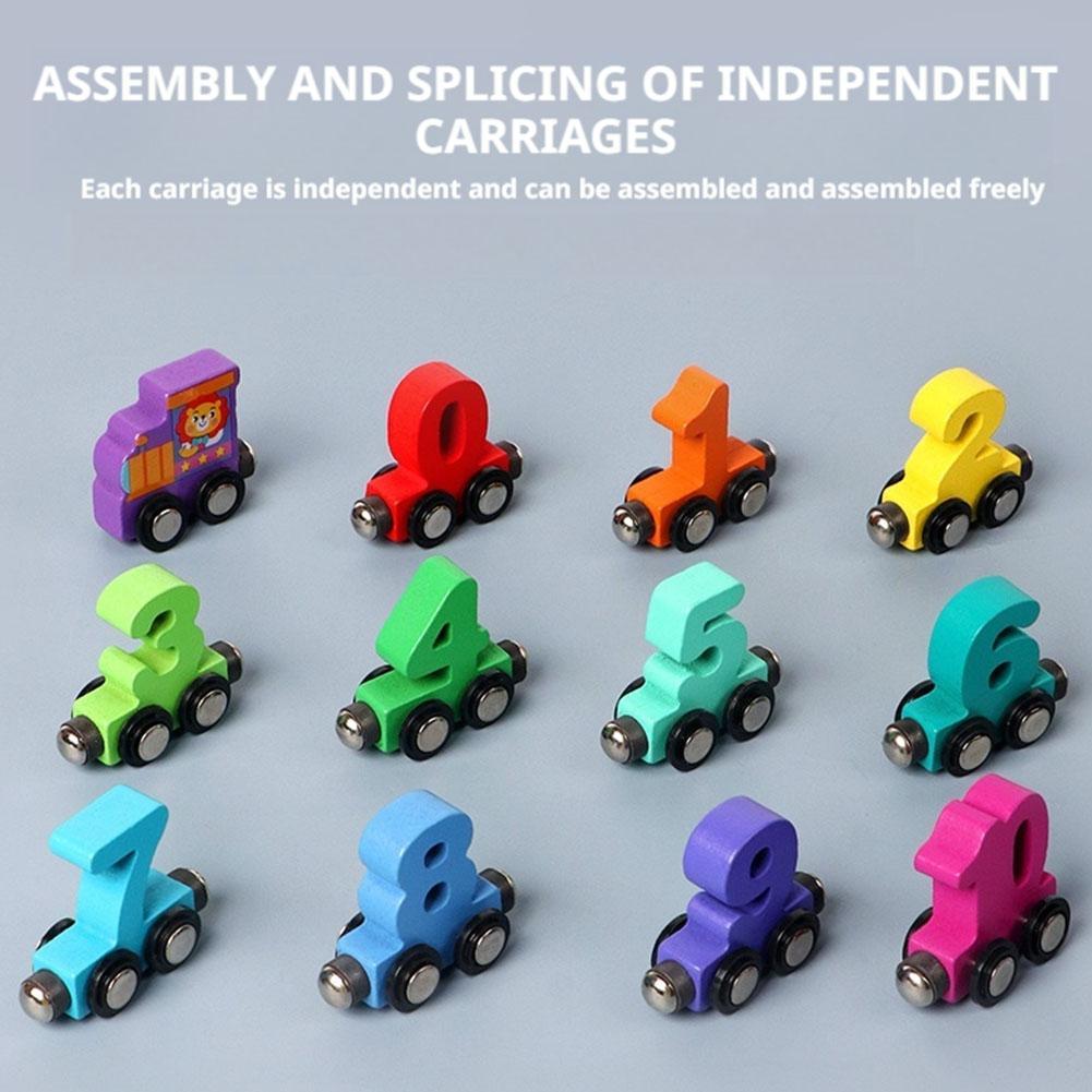 Wooden Number Digital Magnetic Train Toys Colorful Building Blocks Educational Hand-eye Coordination Magnetic Digital Train