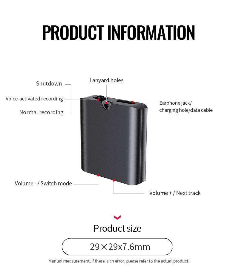 Ultra-Slim Hidden Magnetic Voice Recorder- 9.7g – One-Touch, HD Noise Reduction, Long Battery, Large Storage + OTG Adapter Audio Intelligent High-Definition Tape support one-click recording accuracy ample capacity