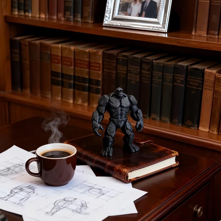 3D printed stone-textured gorilla statue, a modern minimalist decorative ornament, available in black/grey styles, perfect for home, office desk, or bookshelf accents. An ideal birthday/anniversary/party/halloween/christmas gift for gorilla enthusiasts an