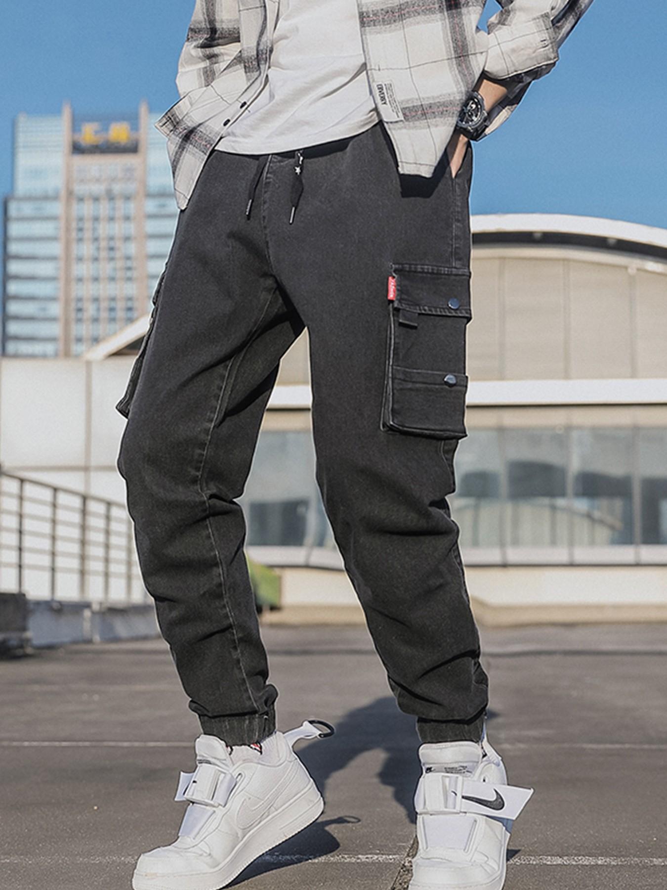 Teen Boys American Retro Loose Jeans, Campus Daily Street Skateboard Wide Leg Long Pants, Fashion Slim-Fitting All Seasons