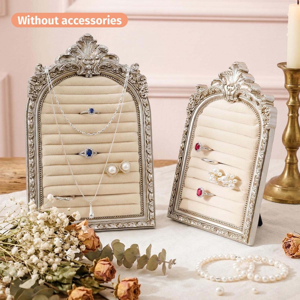 Vintage Silver Color European Style Decorative Jewelry Display Stand, Resin Material, Home Bathroom Decoration, Jewelry Organizer